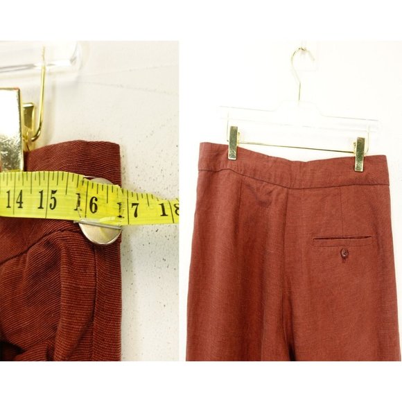 WILFRED Linen Pants Women SMALL 6 Burnt Orange Capri Button Fly Drawstring 33x22 - Picture 8 of 12